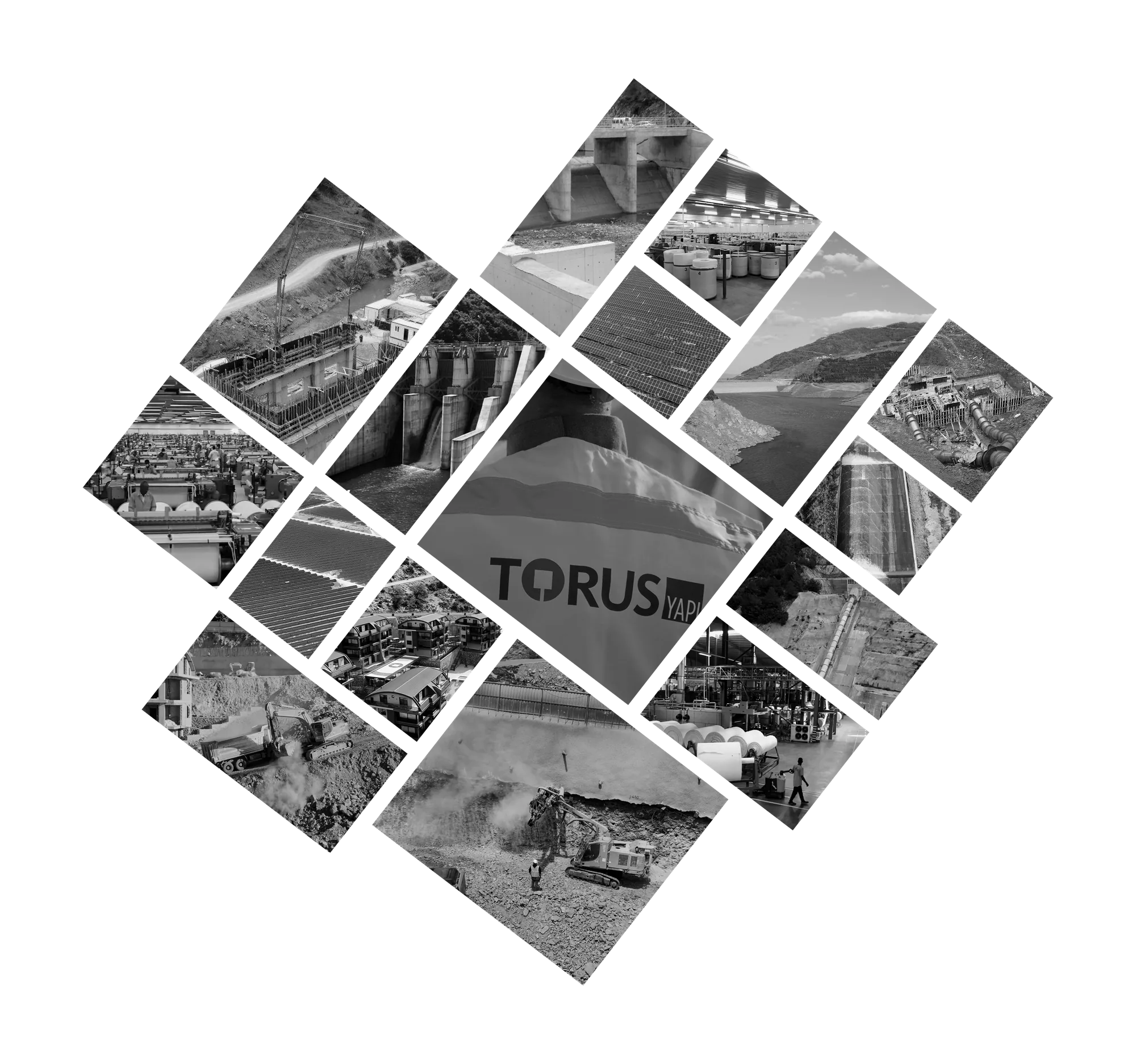 Кадры строительной и энергетической деятельности группы Torus — художественный коллаж
